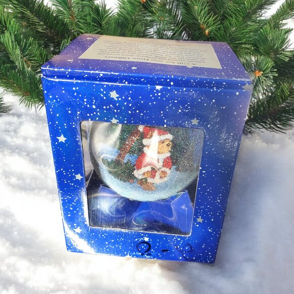 Dillard's Sparkle Shatter-proof Ball Ornament 2002 Special Edition-Bear in Santa - Picture 1 of 8